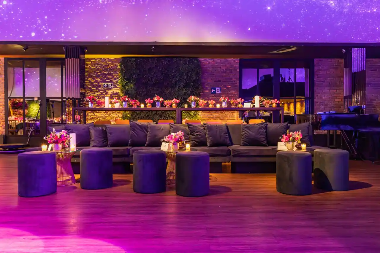 Luxurious floral decor in a modern event space