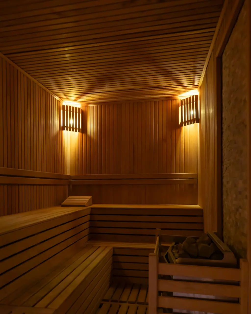 Relaxing sauna interior