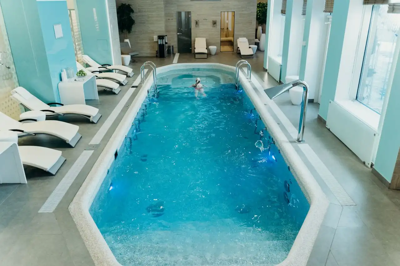 Bright indoor spa pool