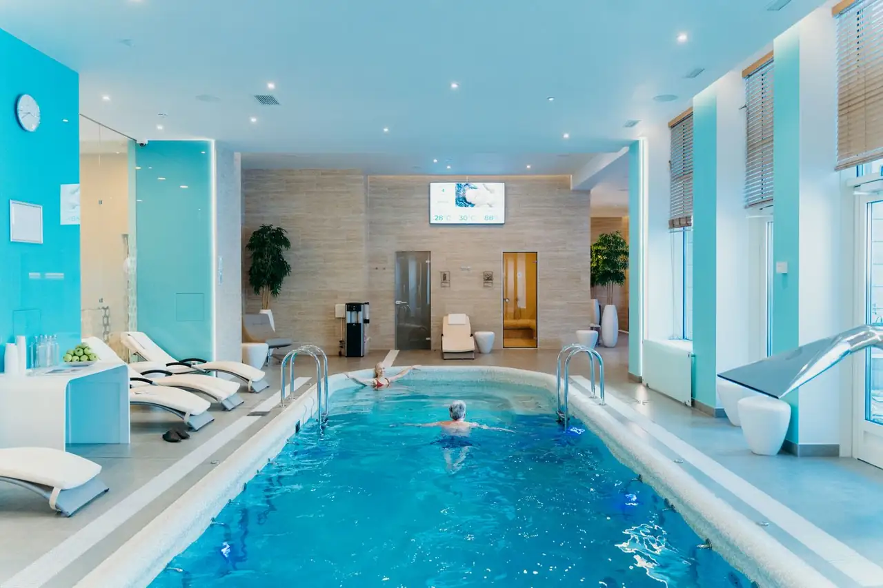 Luxury spa indoor pool area at Marbletrail Studio