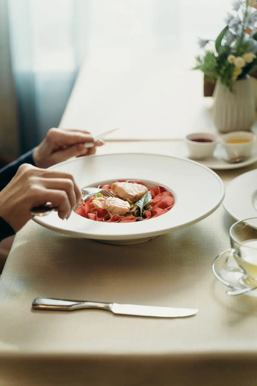 Fine dining smoked salmon appetizer